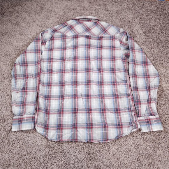 Projek Raw Western Snap Shirt Mens Size Large Long Sleeve Plaid Pockets - Picture 2 of 12